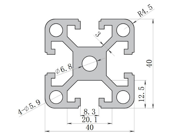 40系列鋁合金型材 001 08 40 40L2 40系列鋁合金型材 001 08 40 40L2